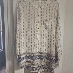 Knox Rose Cream Button-Down Printed Long Sleeve Top